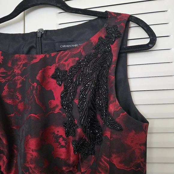 Carmen Marc Valvo Beaded Floral Dress Size 8 - Picture 5 of 13
